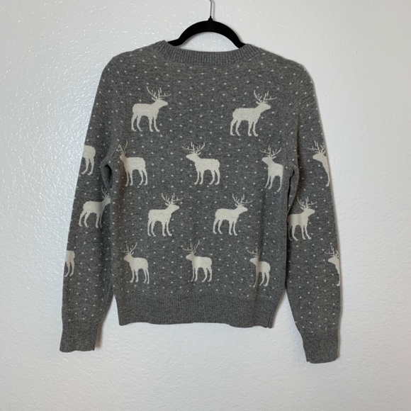 Abercrombie & Fitch  Sweater Reindeer Medium Gray Wool Alpaca Blend Holiday - Picture 9 of 12